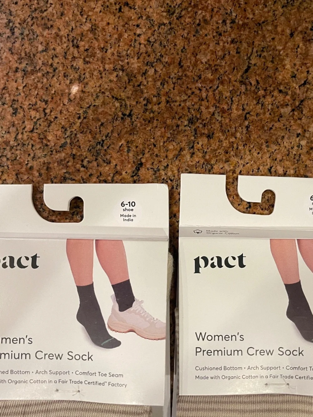 Pact Tulip Pin Stripe  Premium Crew Socks Two Pair NWT!